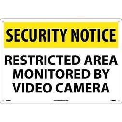 NMC Marker Security Notice Signs- Restricted Monitored Camera, 14X20, Rigid