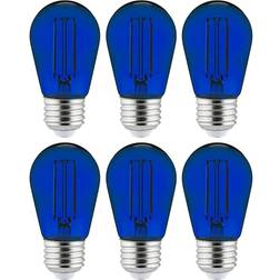 SUNSHINE LIGHTING 25-Watt Equivalent S14 Dimmable UL Listed E26 Base LED Decorative Bulbs, Blue, 6 Pack