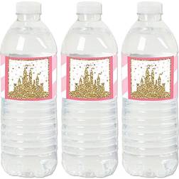 Little Princess Crown Baby Shower or Birthday Water Bottle Sticker Labels 20 Ct Pink