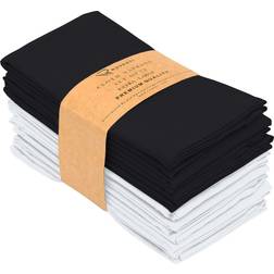 Ruvanti 18X18 Cloth Napkin White, Black (50.8x50.8)