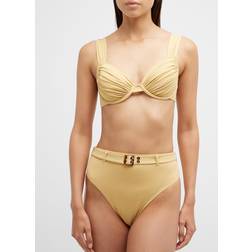 WeWoreWhat Claudia Ruched Bikini Top - Desert