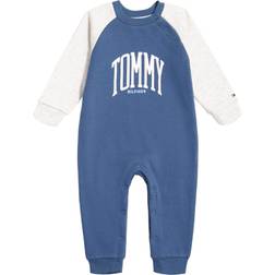 Tommy Hilfiger Baby Boys One Piece Fleece Raglan Logo Coverall Blue Blue