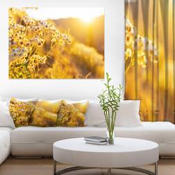 Design Art "Bright Yellow Rural Garden Flowers" Floral Canvas Print Wall Decor