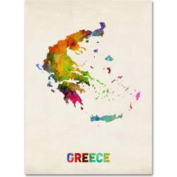 Trademark Fine Art "Greece Watercolor Map" Tompsett Graphic on Framed Art