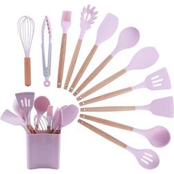 12-Piece Silicone Kitchen Utensils Set Pink