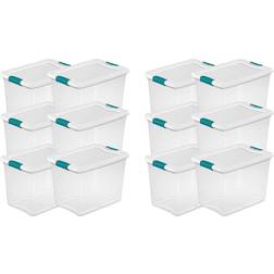 Sterilite 25 Quart Capacity Clear Plastic Storage Tote Bins 12 Pack