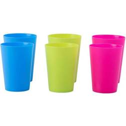 Basicwise Plastic Reusable Cups 7 OZ Set of 6 2 Red, 2 Green, 2 Blue