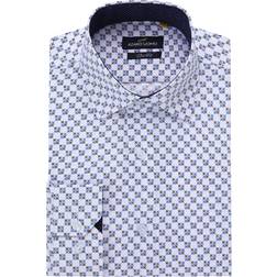 Men's Business Geometric Long Sleeve Button Down Shirt White White