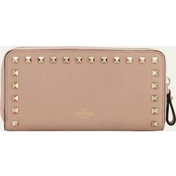 Rockstud Leather Continental Wallet - BEIGE