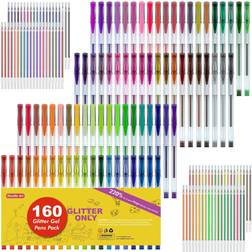 Shuttle Art 160 pack glitter gel pens set for adult coloring books doodling kit