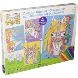 Pencil works color by number kit 9"x12" 4/pkg-unicorn magic