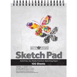 Brite Crown Sketch Pad – 9x12 Sketchbook for Teens, 64lb 95gsm Art Drawing Paper for Kids 9-12 100 Sheets Acid-Free, Spiral Perforated Drawing Paper Pad