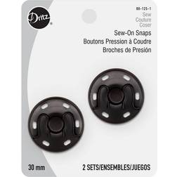 Sew-on snaps 30mm 2/pkg-black, set of 3