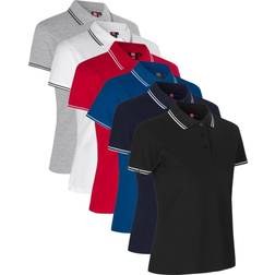 ID 0523 Kontrast poloshirt stretch dame-Rød-XL