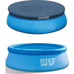 Intex easy set 8' x 30" inflatable round swimming pool with protective cover