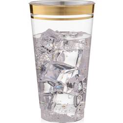 Perfect settings 100 premium gold plastic cups clear plastic double gold rimm