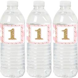 1st Birthday Girl Fun to be One Party Water Bottle Sticker Labels 20 Ct Pink Pink