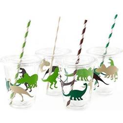 Dinosaur Cups Set of 12 Dino Birthday Party Supplies for Kids Parties