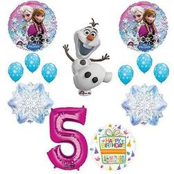 Frozen 5th birthday party supplies olaf, elsa and anna balloon bouquet pink 5