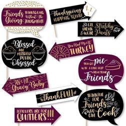 Funny Elegant Thankful for Friends Thanksgiving Photo Booth Props Kit 10 Pc Purple Purple