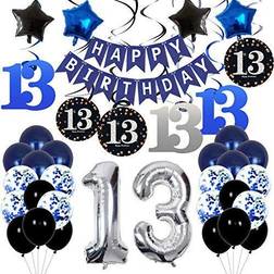 13th birthday decorations for boys dark blue happy birthday banner and silver