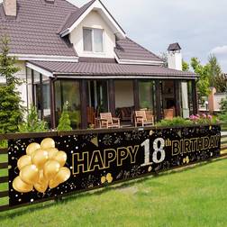 Pimvimcim happy 18th birthday banner decorations for girls boys large 18th