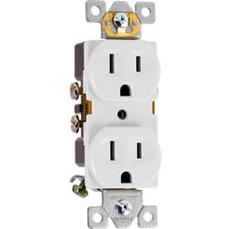 GE 15-Amp Heavy Duty Grounding Duplex Receptacle 2-Outlet, White