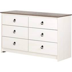 South Shore Plenny Double White Wash/Weathered Oak Chest of Drawer 52x31.2"