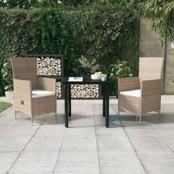 vidaXL Beige and black, 3/80 Patio Dining Set