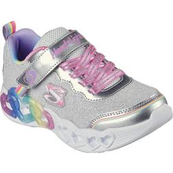 Skechers INFINITE HEART LIGHTS LOVE Girls Trainers Silver/Multi: Junior