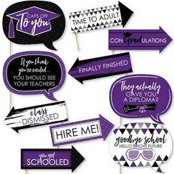 Big Dot of Happiness Funny Purple Graduation Party Photo Booth Props Kit 10 Piece