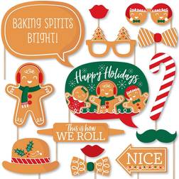 Gingerbread Christmas Gingerbread Man Holiday Photo Booth Props Kit 20 Count Orange Orange