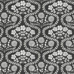York Wallcoverings fh4022 folksy floral wallpaper black/white