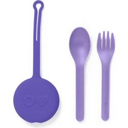 Omielife kids utensils set with case 2 piece plastic, reusable fork and spoo