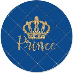 Royal Prince Charming Baby Shower or Birthday Party Circle Sticker Labels 24 Count