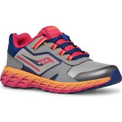 Saucony Kid's Wind Shield 2.0 Sneakers - Grey/Pink/Navy