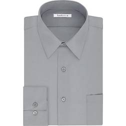 Van Heusen Big & Tall Classic/Regular Fit Wrinkle Free Poplin Solid Dress Shirt - Grey Stone