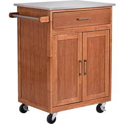 Costway Natural Wood Kitchen Cart Island Trolley Table