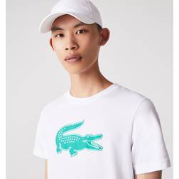 Lacoste Men's SPORT 3D Print Crocodile Breathable Jersey T-Shirt White