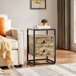 Vecelo Modern Nightstand 2-Drawer Tempered Glass Bedside Table