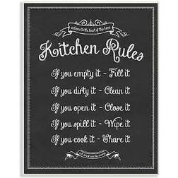 Stupell Industries The Home Collection Kitchen Rules Chalkboard Vintage Sign Plaque Art Wall Decor