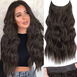KooKaStyle Invisible Wire Hair Extensions 20 Inch Dark Brown
