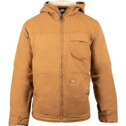 Dickies Sherpa Lined Duck Full Zip Hooded Jacket - Rinsed Brown Duck