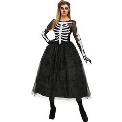 Women's Skeleton Beauty Costume Black/White