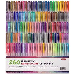Shuttle Art 260 pack gel pens set 220% ink gel pen for adult coloring books