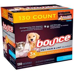 Bounce Pet Hair and Lint Guard Mega Dryer Sheets Fresh 130ct