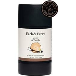 Each & Every Natural Aluminum-Free Deodorant for Sensitive Skin with Essential Oils, Plant-Based Packaging, Cedar