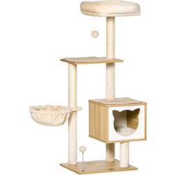 Pawhut Kratzbaum beige 48L 40B Katzenbaum Kratzbaum Katzenhaus Katzenhöhle Kratzmatte Kratztonne