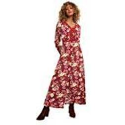 Joe Browns Damen Maxikleid mit geknöpftem Blumenmuster, Boho Lässiges Kleid, rot