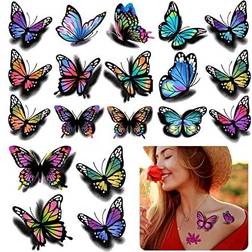 126pcs butterfly temporary tattoo 3d stickers tattoo butterflies and flowers